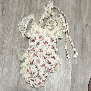Floral Lace Baby Romper